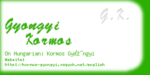 gyongyi kormos business card